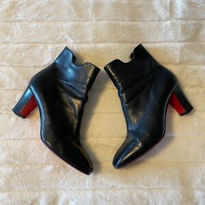 Christian Louboutin Black Heeled Boots with Red Soles